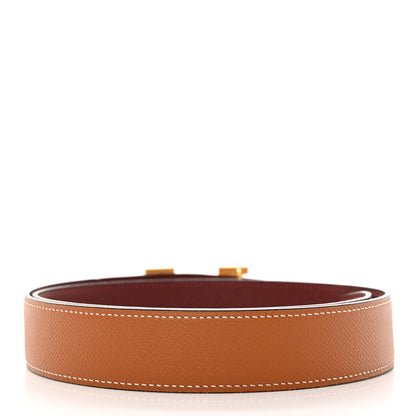 Hermes Epsom 32mm Striee H Belt 80 32 Gold Rouge H 3 of 7