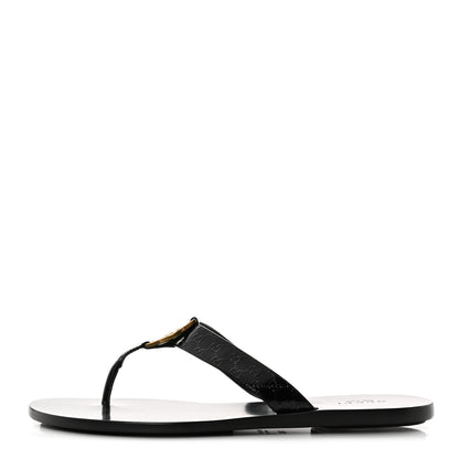 Gucci Patent Guccissima Thong Sandals 38.5 Black 1 of 9