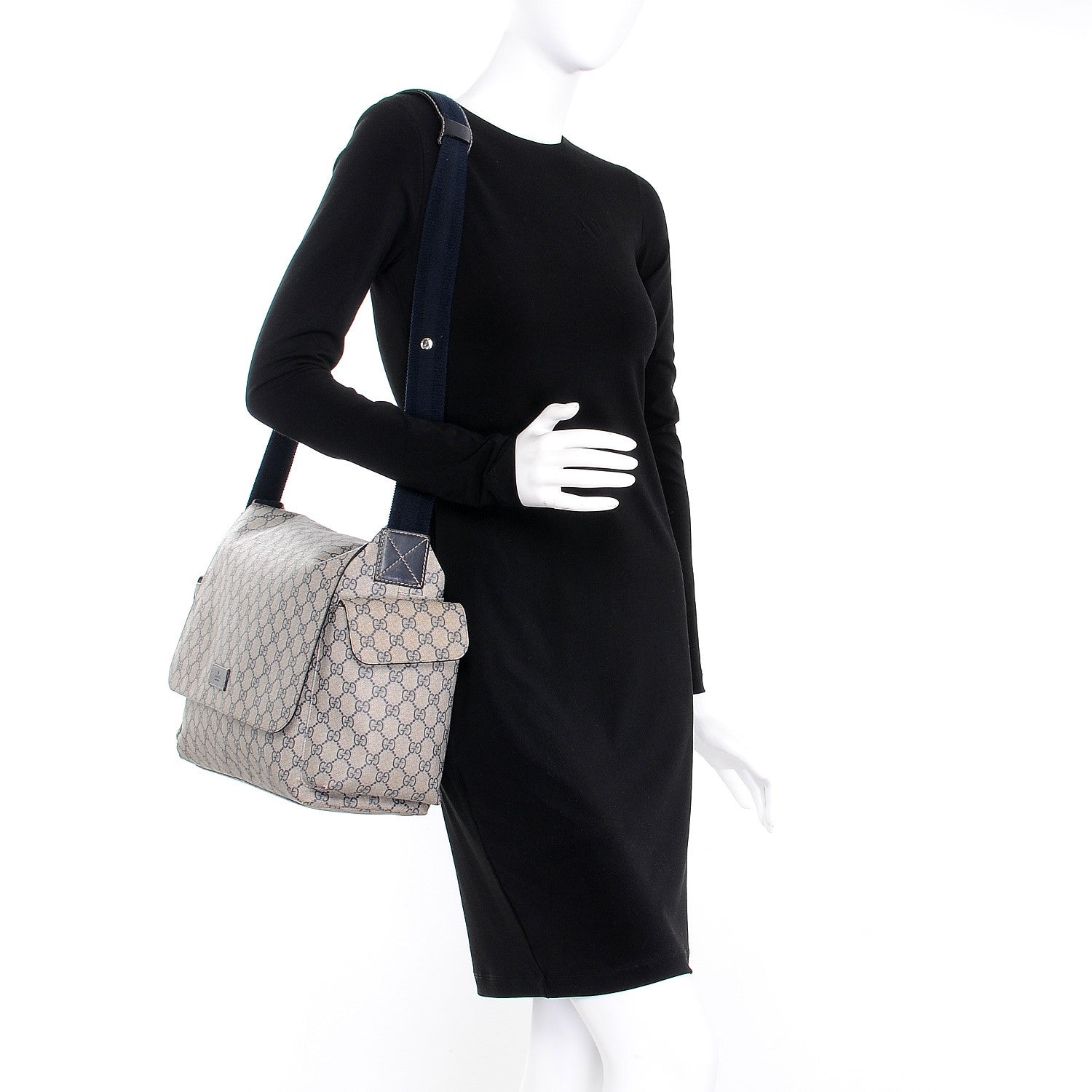 Gucci GG Plus Monogram Messenger Diaper Bag Navy 2 of 15