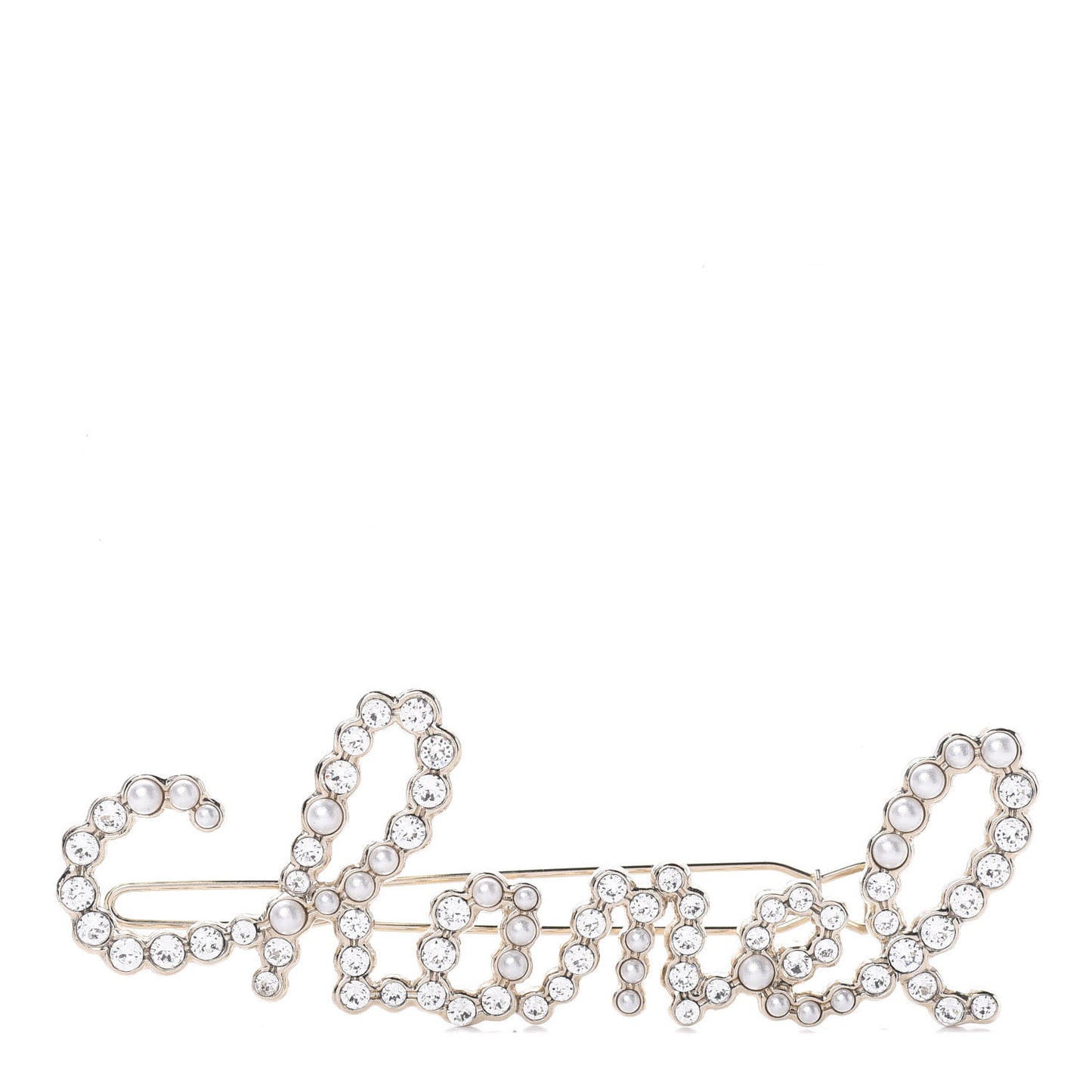 Metal Glass Swirling Pearls Hair Clip Gold