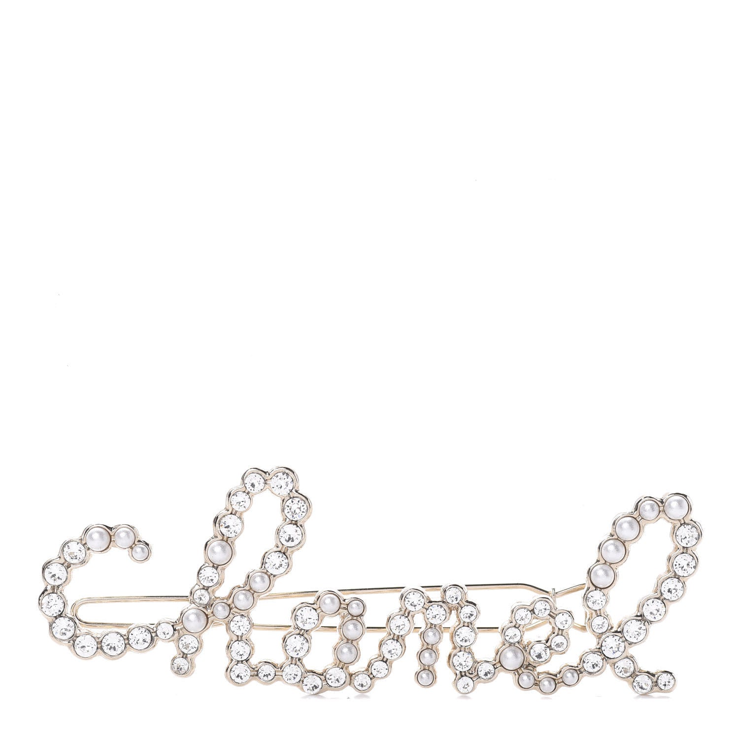 Chanel Metal Glass Swirling Pearls Hair Clip Gold 1 of 3