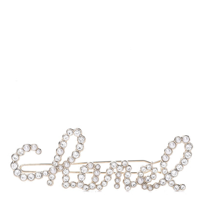 Chanel Metal Glass Swirling Pearls Hair Clip Gold 1 of 3