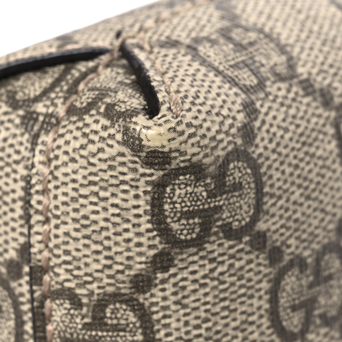 GG Supreme Monogram Azalea Calfskin Small Retro Interlocking G Wristlet Messenger Bag Beige Ebony Brown Sugar