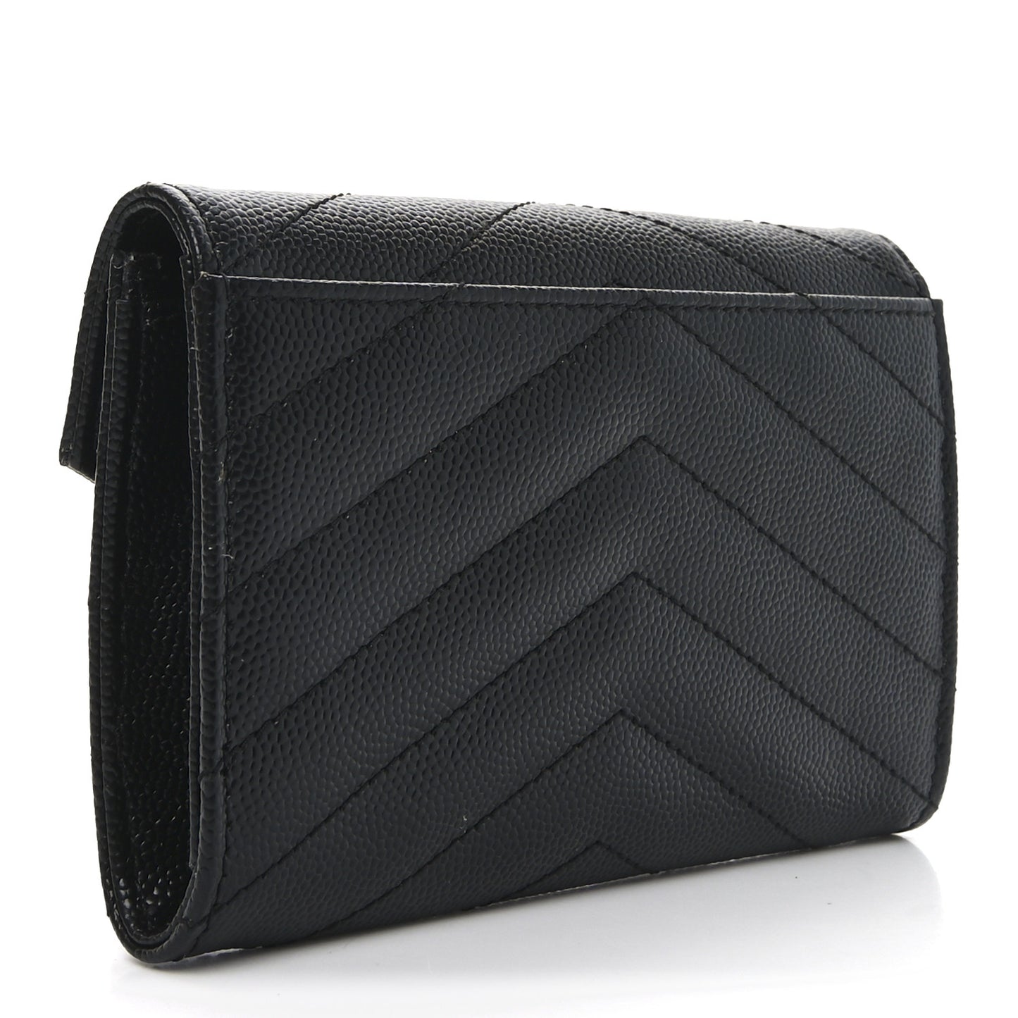 Grain De Poudre Matelasse Chevron Small Monogram Envelope Wallet Black