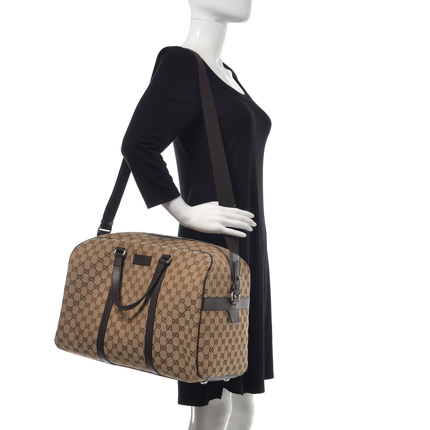 Monogram Dollar Calfskin Large Boston Duffle Bag Beige Ebony Testa di Moro Marrone Scuro