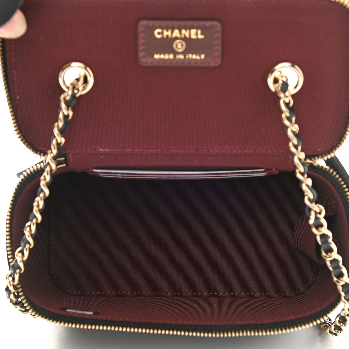 Lambskin Quilted Small Vanity Case With Chain Black