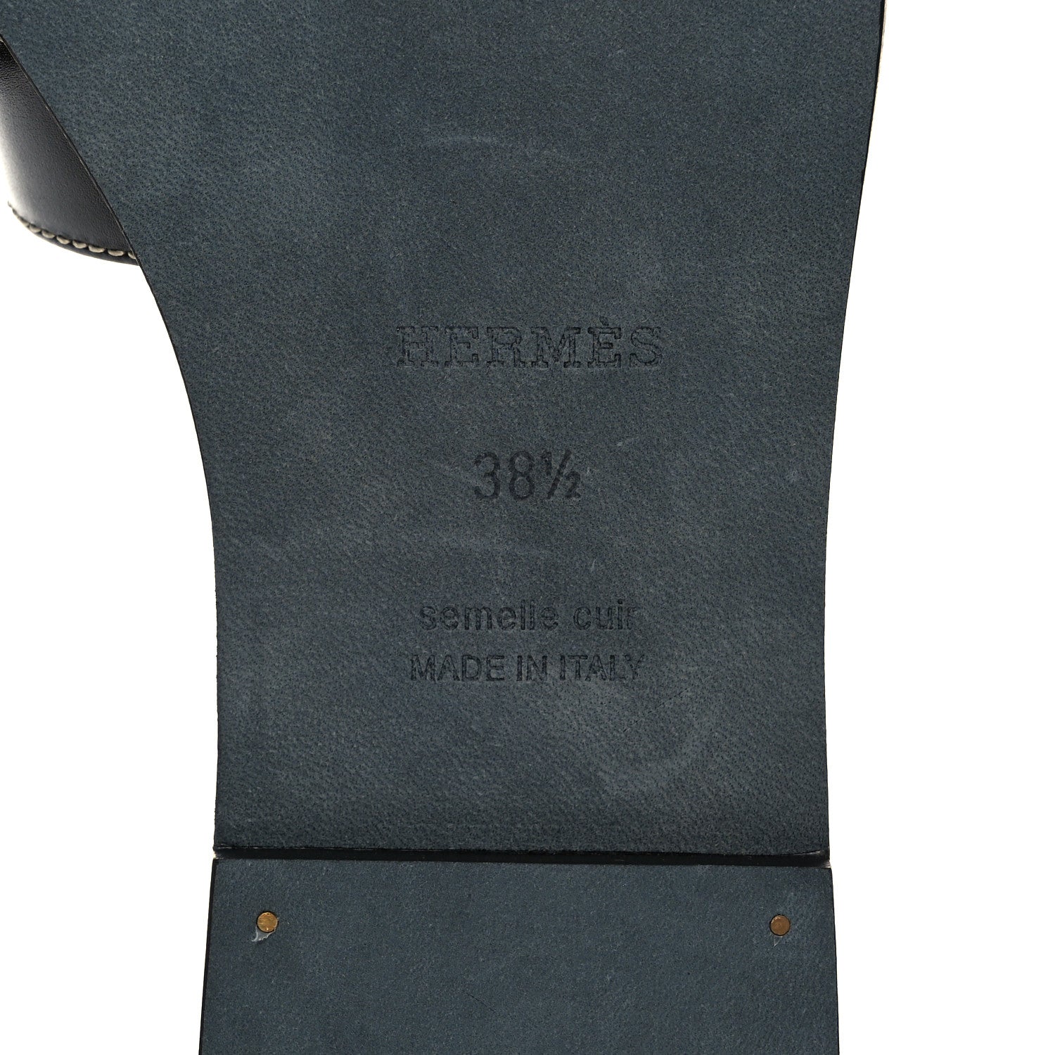 Hermes Box Calfskin Oran Sandals 38.5 Black 6 of 9