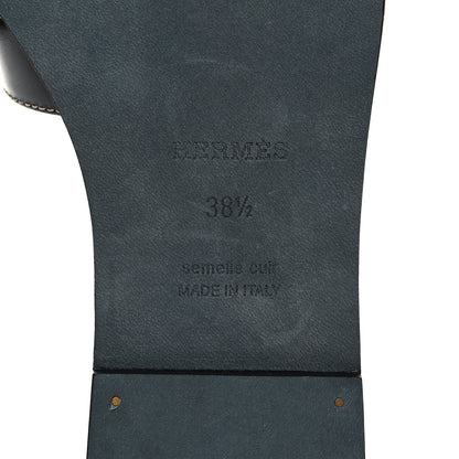 Hermes Box Calfskin Oran Sandals 38.5 Black 6 of 9