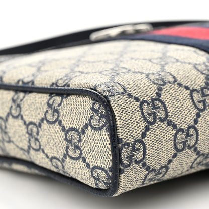 Gucci GG Supreme Monogram Textured Dollar Calfskin Web Small Ophidia Messenger Bag Beige Blue 9 of 10