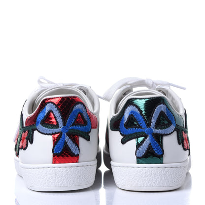 Gucci Calfskin Web Floral Embroidered Ace Sneakers 38 White 6 of 12