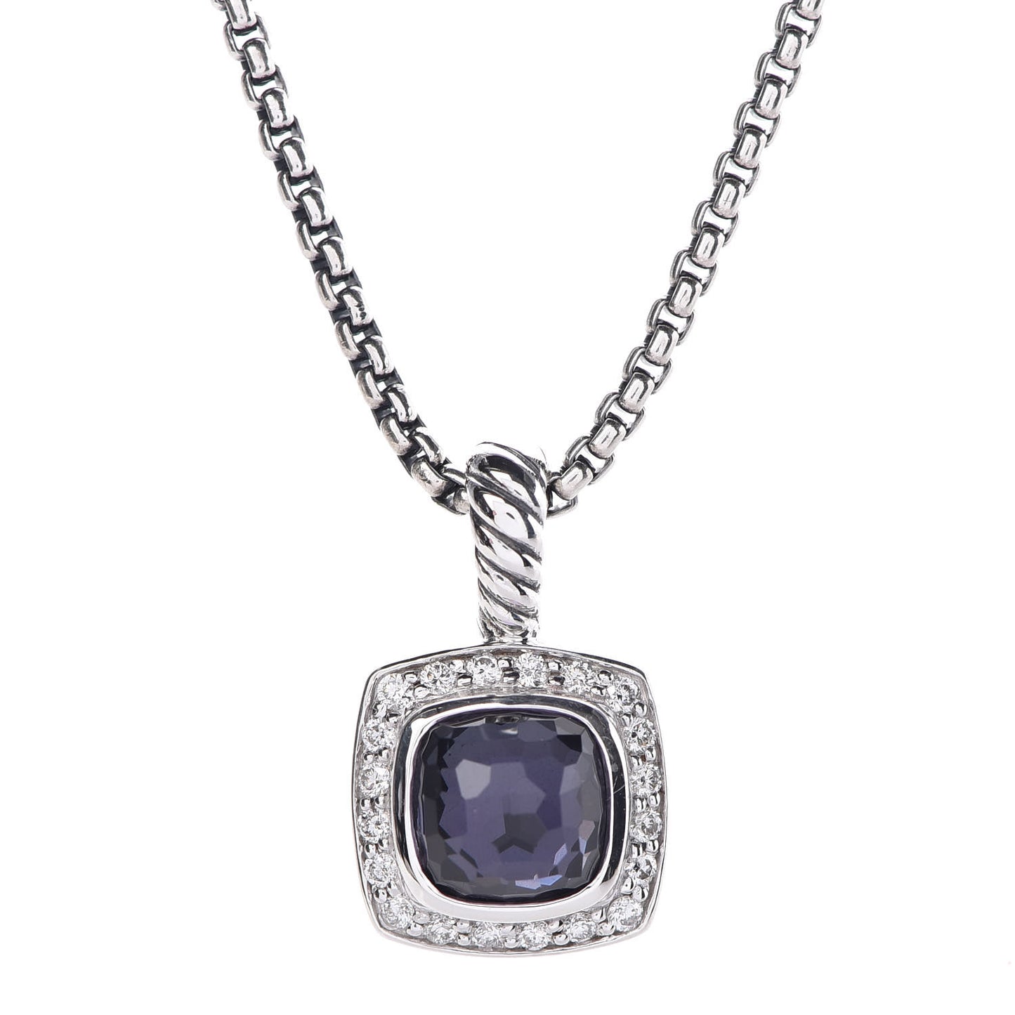 Sterling Silver Diamond Black Orchid 7mm Petite Albion Necklace