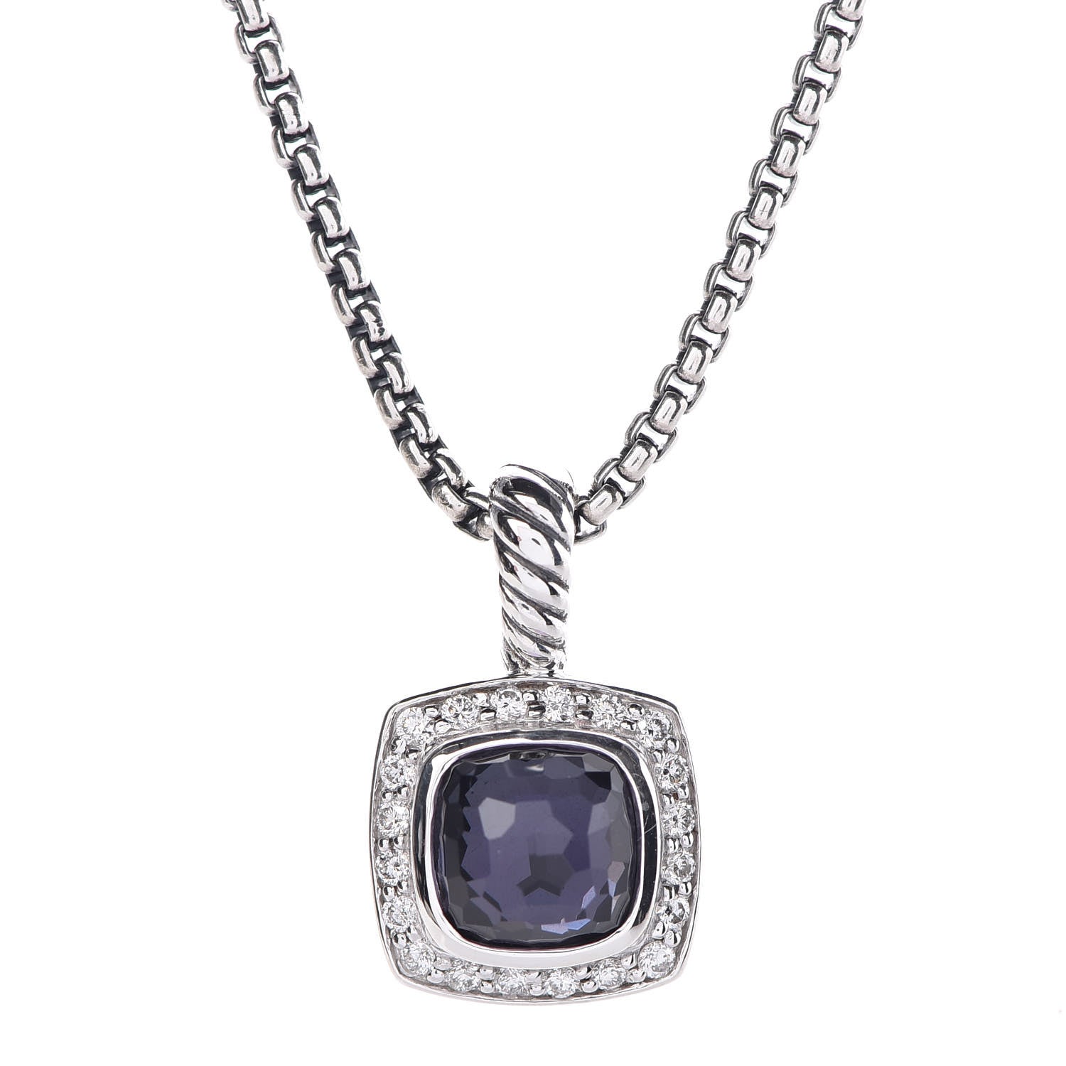 David Yurman Sterling Silver Diamond Black Orchid 7mm Petite Albion Necklace 4 of 8