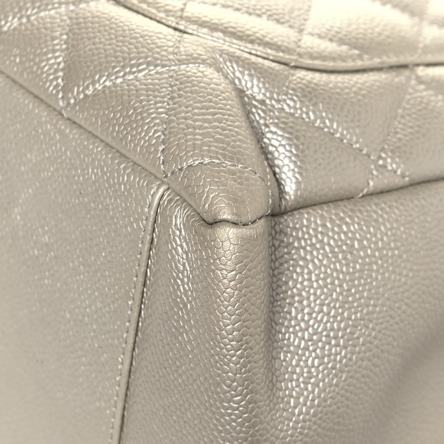 Chanel Metallic Caviar Quilted Grand Shopping Tote GST Pearl 12 of 15
