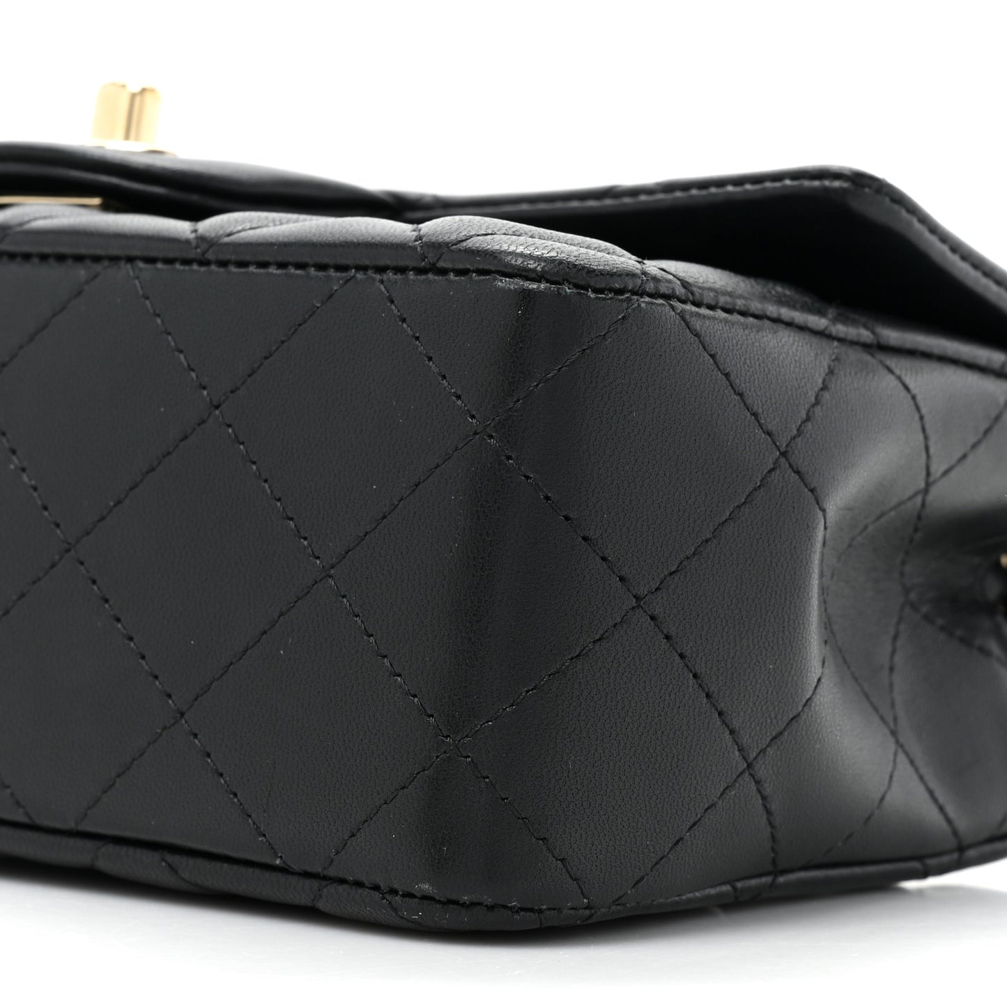 Lambskin Quilted Mini Rectangular Flap Black