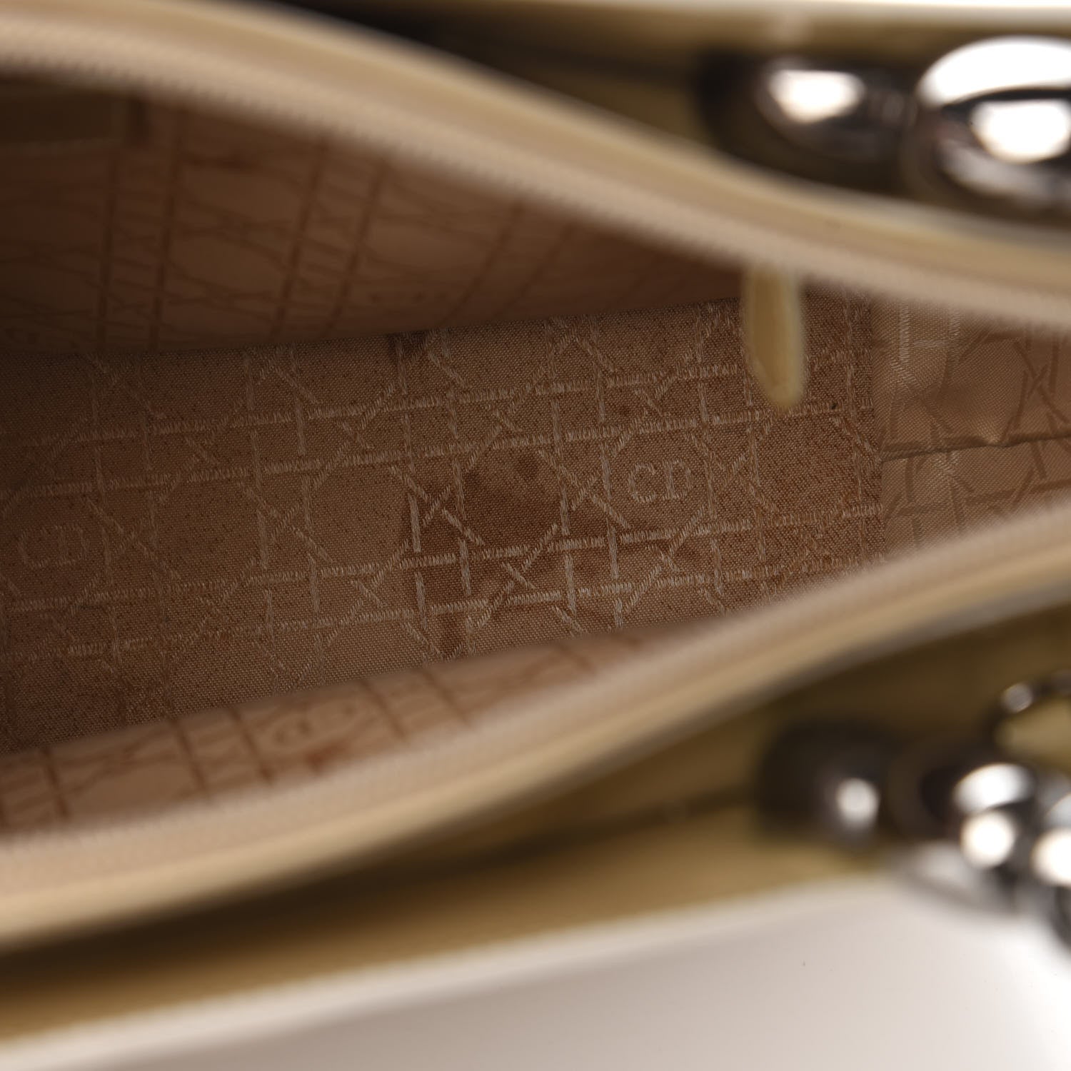 Christian Dior Patent Chrome Beaded Malice Tote Beige 11 of 22
