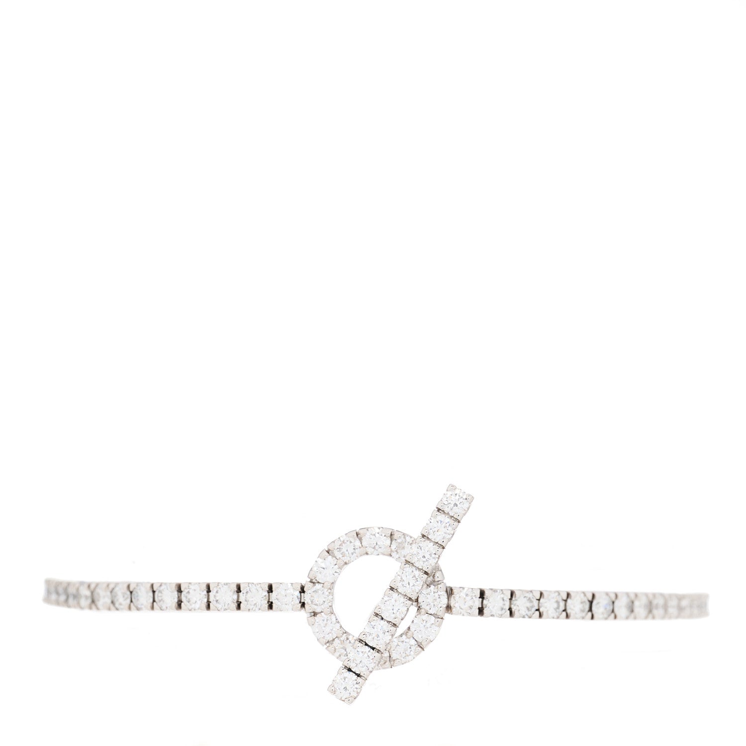 Hermes 18K White Gold Diamond Finesse Link Bracelet XS 1 of 3