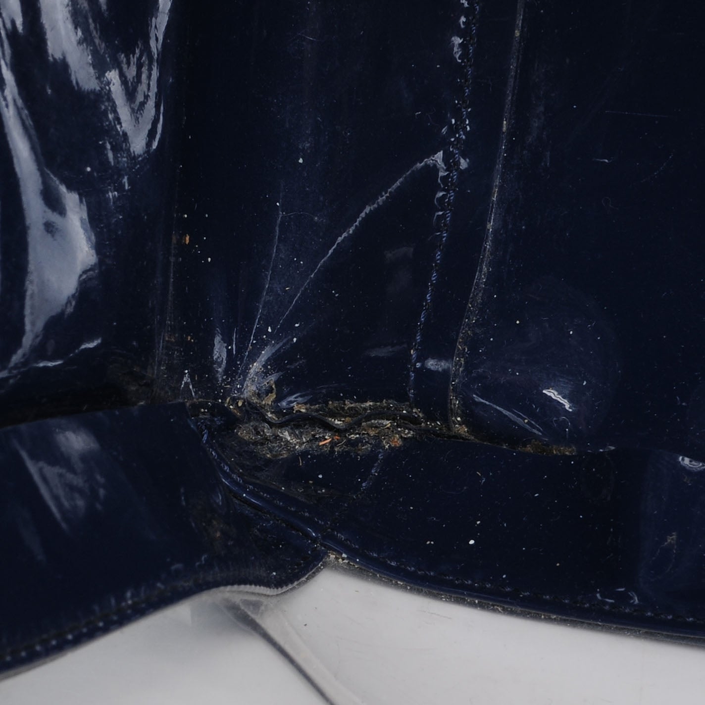 Vinyl Transparent XL Jumbo CC Chain Tote Navy