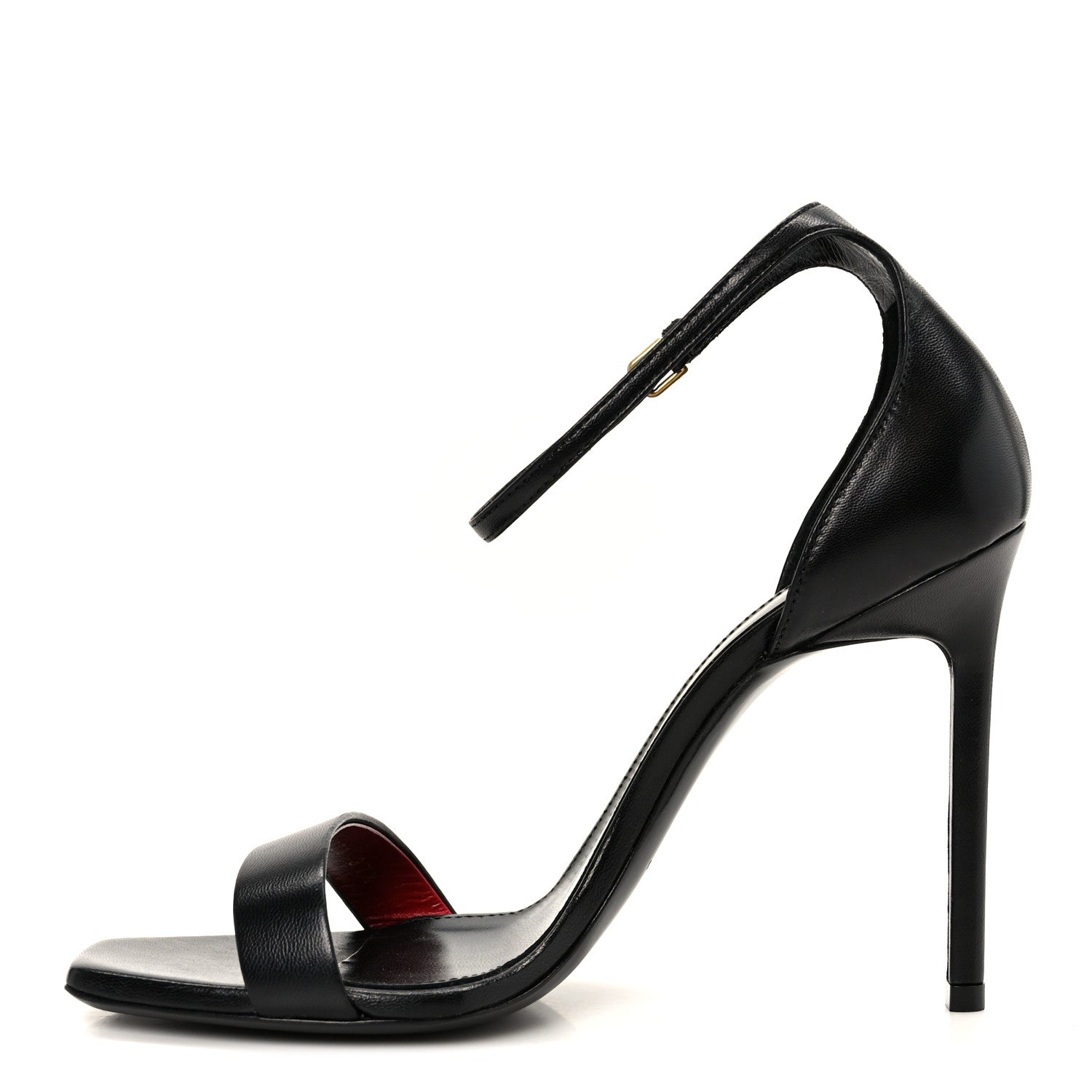 Saint Laurent Calfskin Amber 105 Ankle Strap Sandals 37.5 Black 1 of 10
