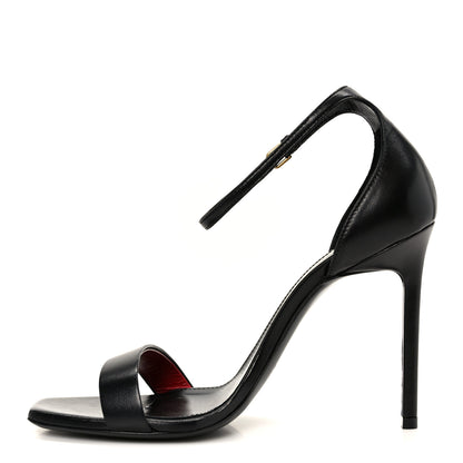 Saint Laurent Calfskin Amber 105 Ankle Strap Sandals 37.5 Black 1 of 10