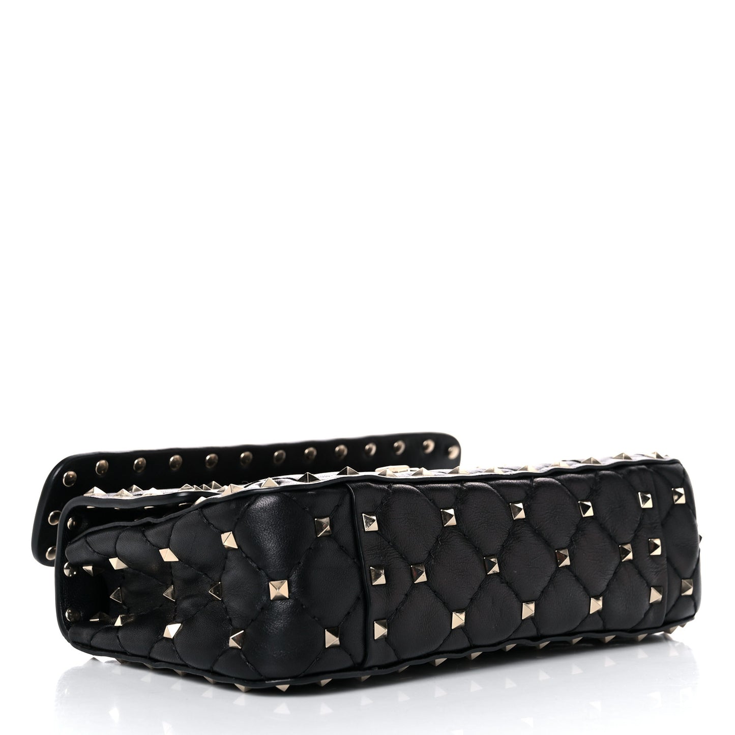 Lambskin Small Rockstud Spike Shoulder Bag Black