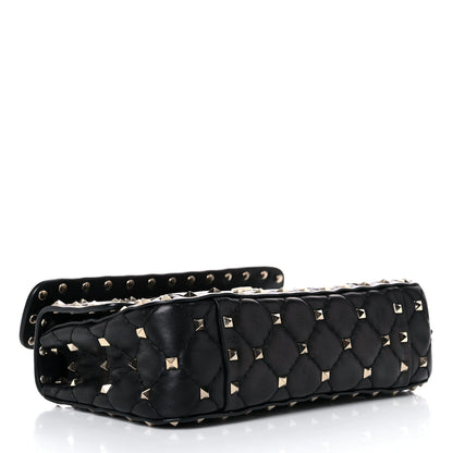 Valentino Garavani Lambskin Small Rockstud Spike Shoulder Bag Black 4 of 14