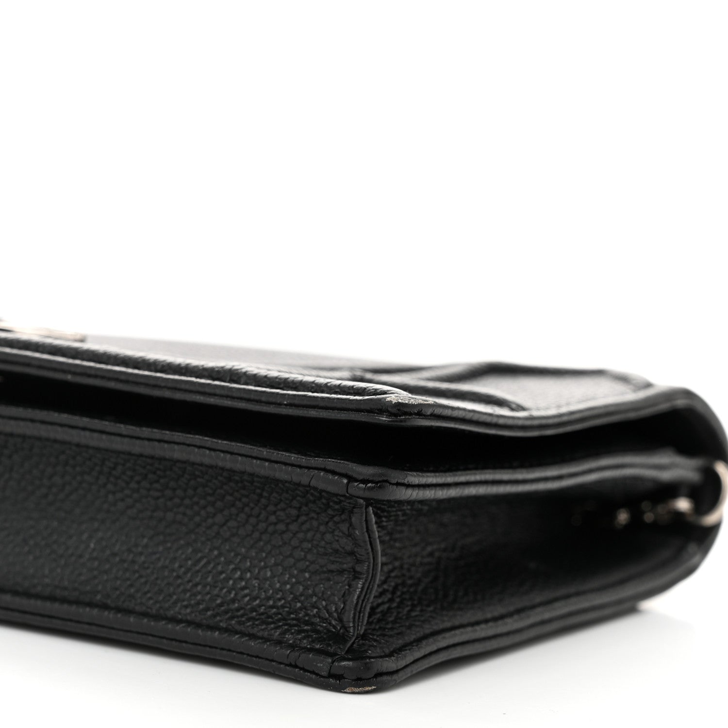 Christian Dior Grained Calfskin Diorama Wallet on Chain Pouch Black 10 of 11