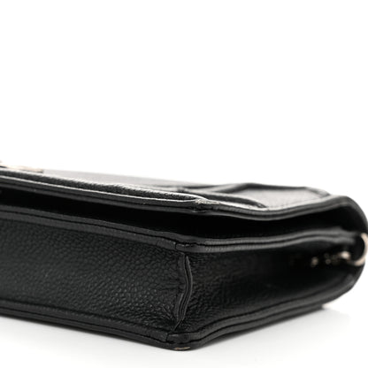 Christian Dior Grained Calfskin Diorama Wallet on Chain Pouch Black 10 of 11