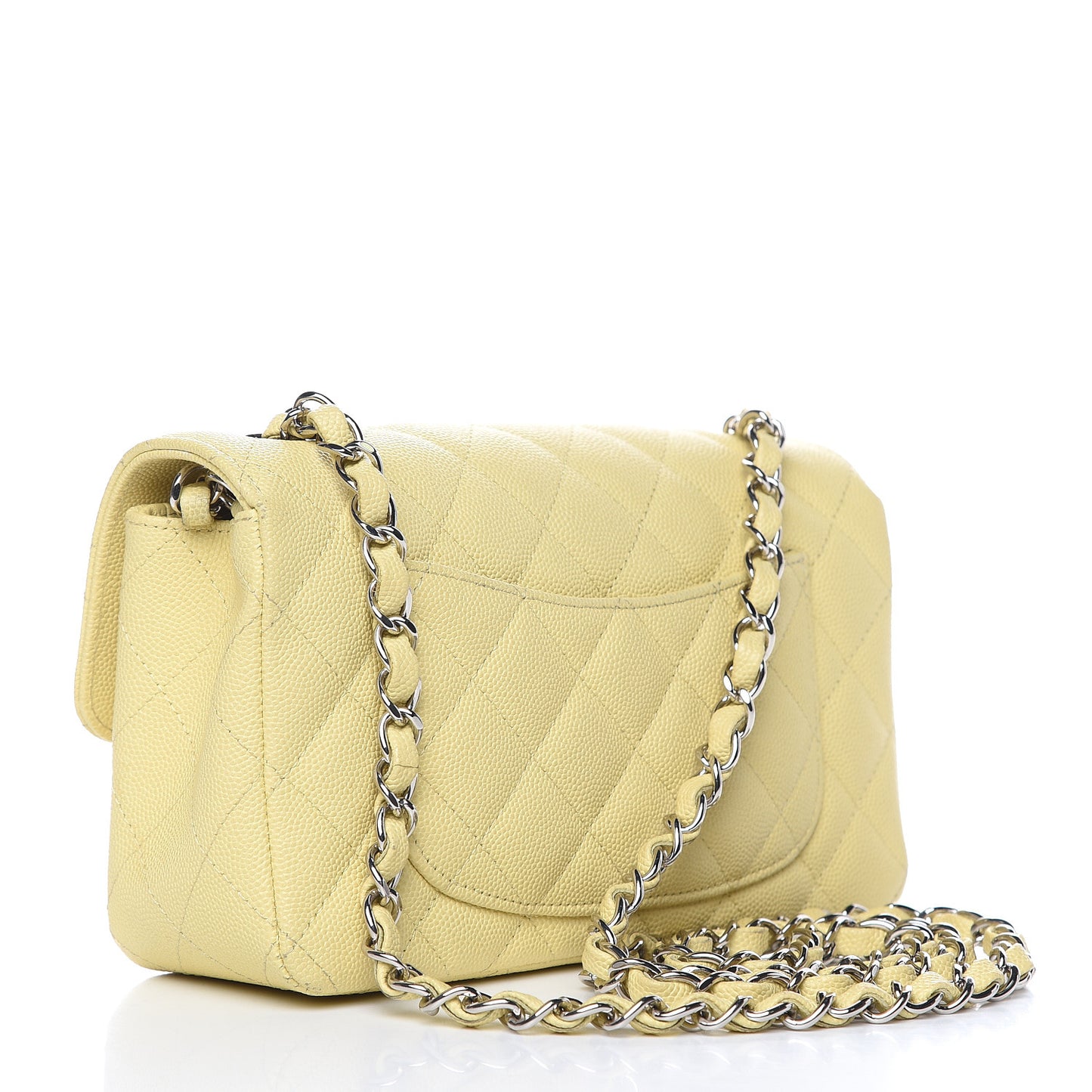 Caviar Quilted Mini Rectangular Flap Light Yellow