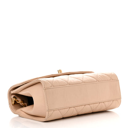 Chanel Crumpled Lambskin Quilted Mini CC Links Top Handle Flap Beige 4 of 10