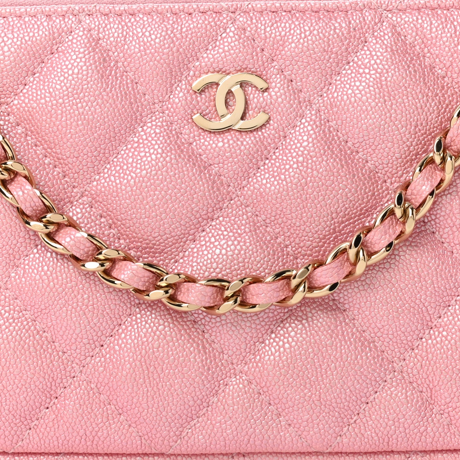 Chanel Iridescent Caviar Quilted Small Clutch With Chain Pink 8 of 10
