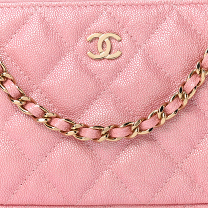 Chanel Iridescent Caviar Quilted Small Clutch With Chain Pink 8 of 10