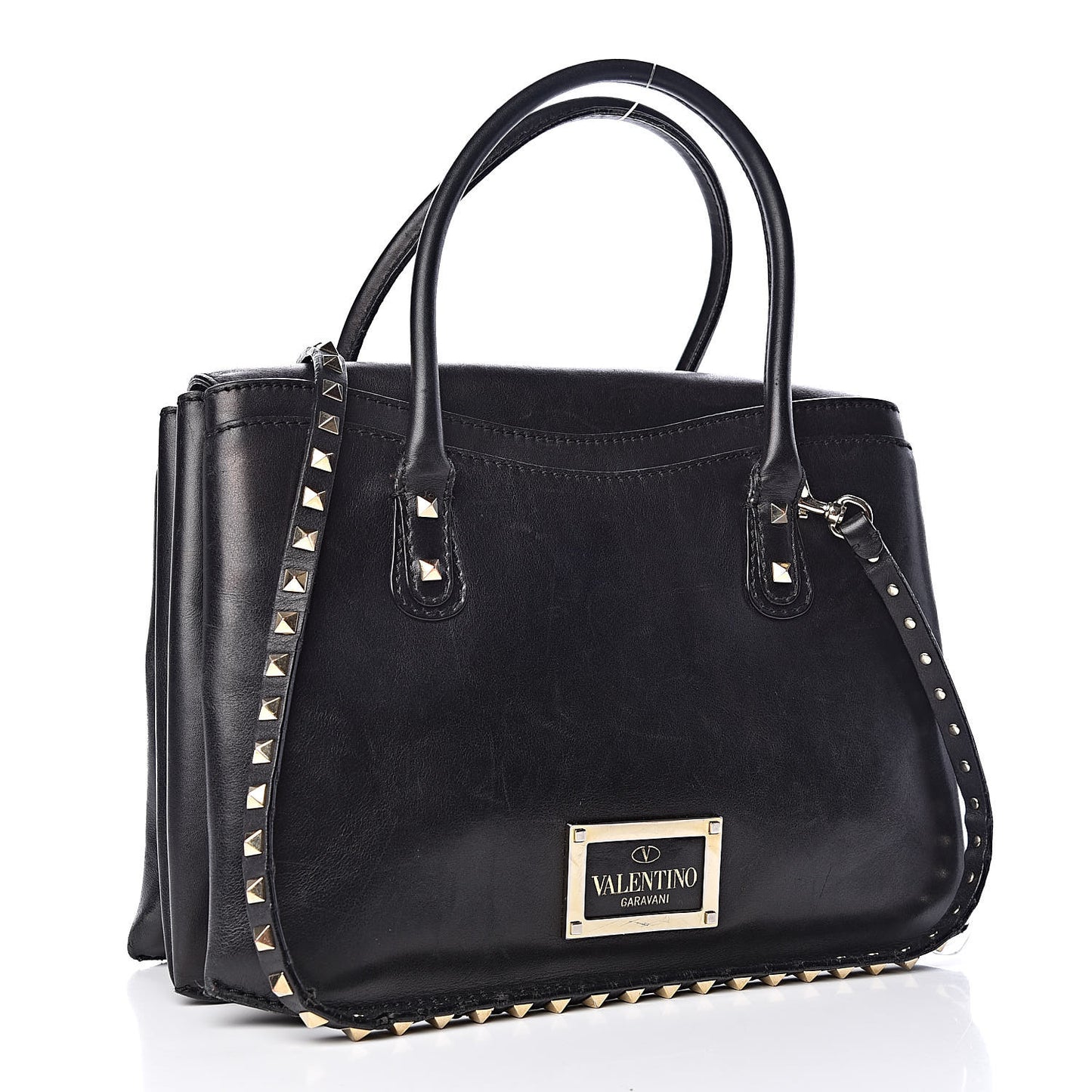 Vitello Rockstud Accordion Satchel Black