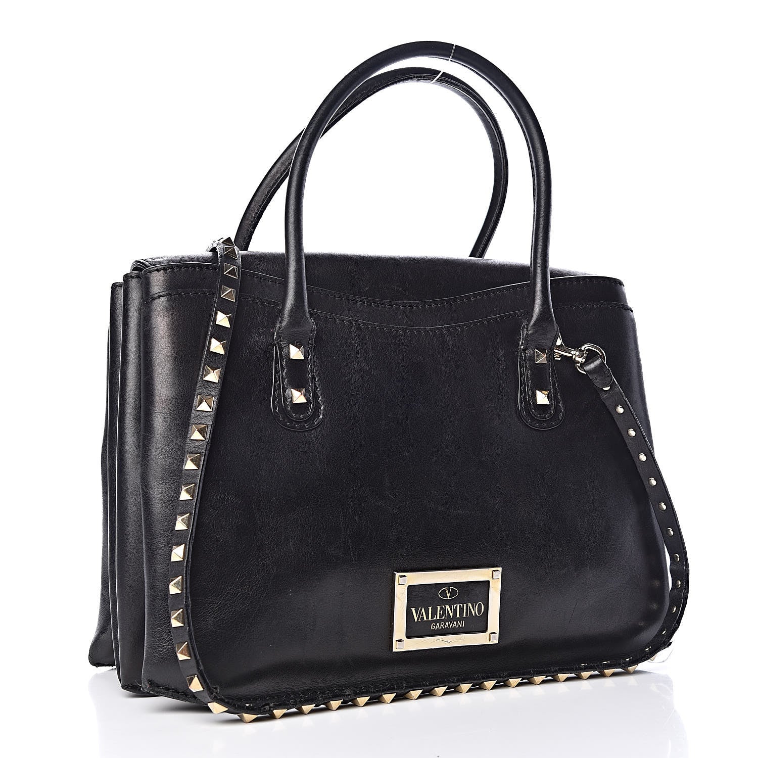 Valentino Garavani Vitello Rockstud Accordion Satchel Black 4 of 22