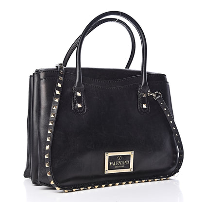 Valentino Garavani Vitello Rockstud Accordion Satchel Black 4 of 22