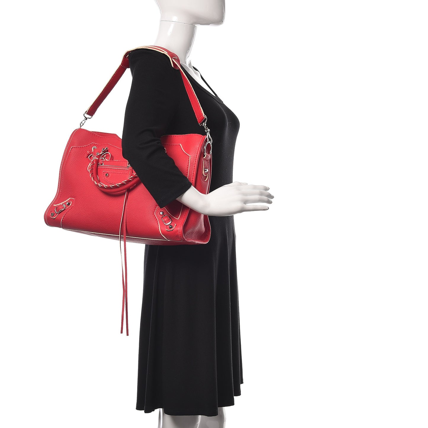 Supple Grained Calfskin Classic Silver Hardware Highlight City Rouge Fraise