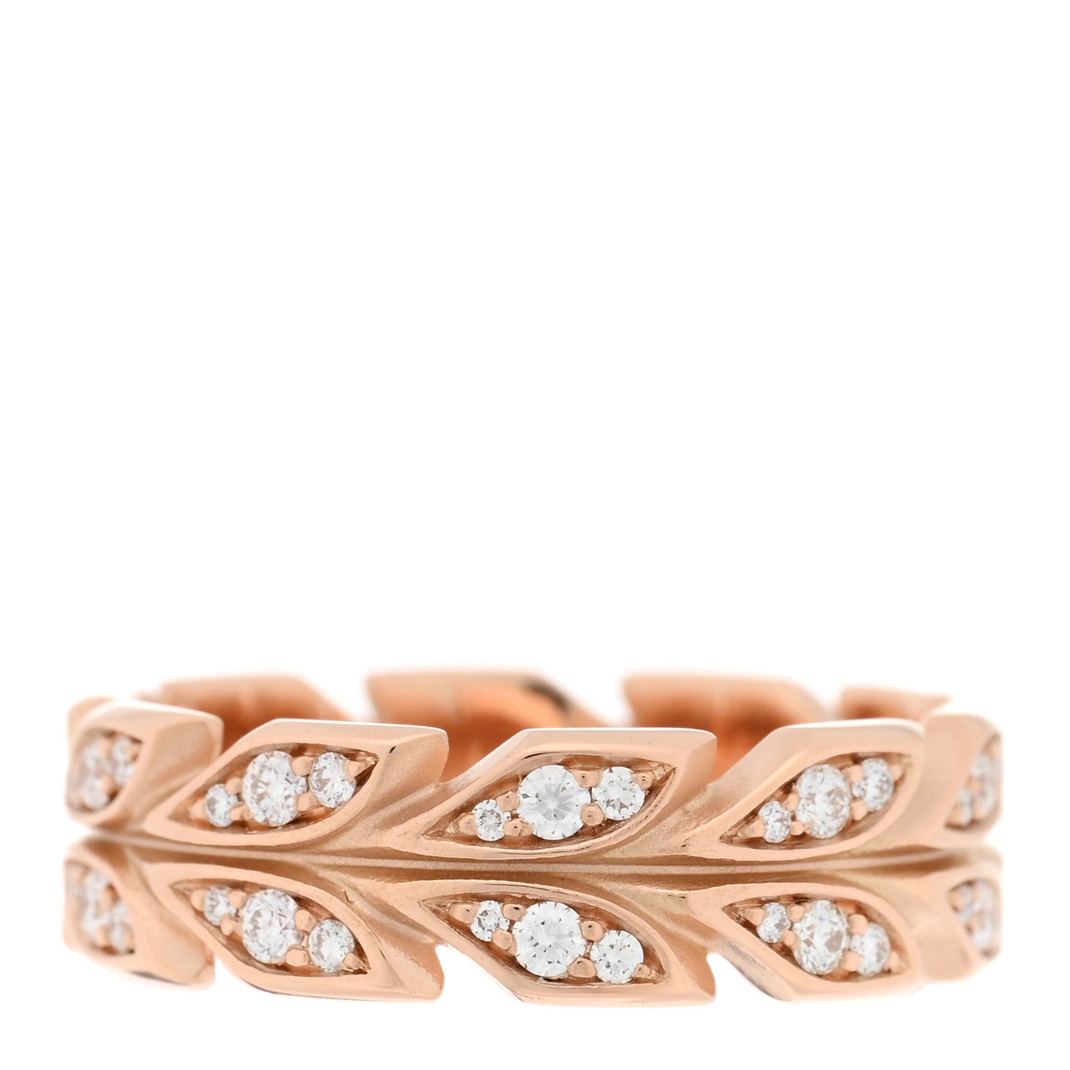 Tiffany 18K Rose Gold Diamond Victoria Vine Band Ring 54 7 1 of 5