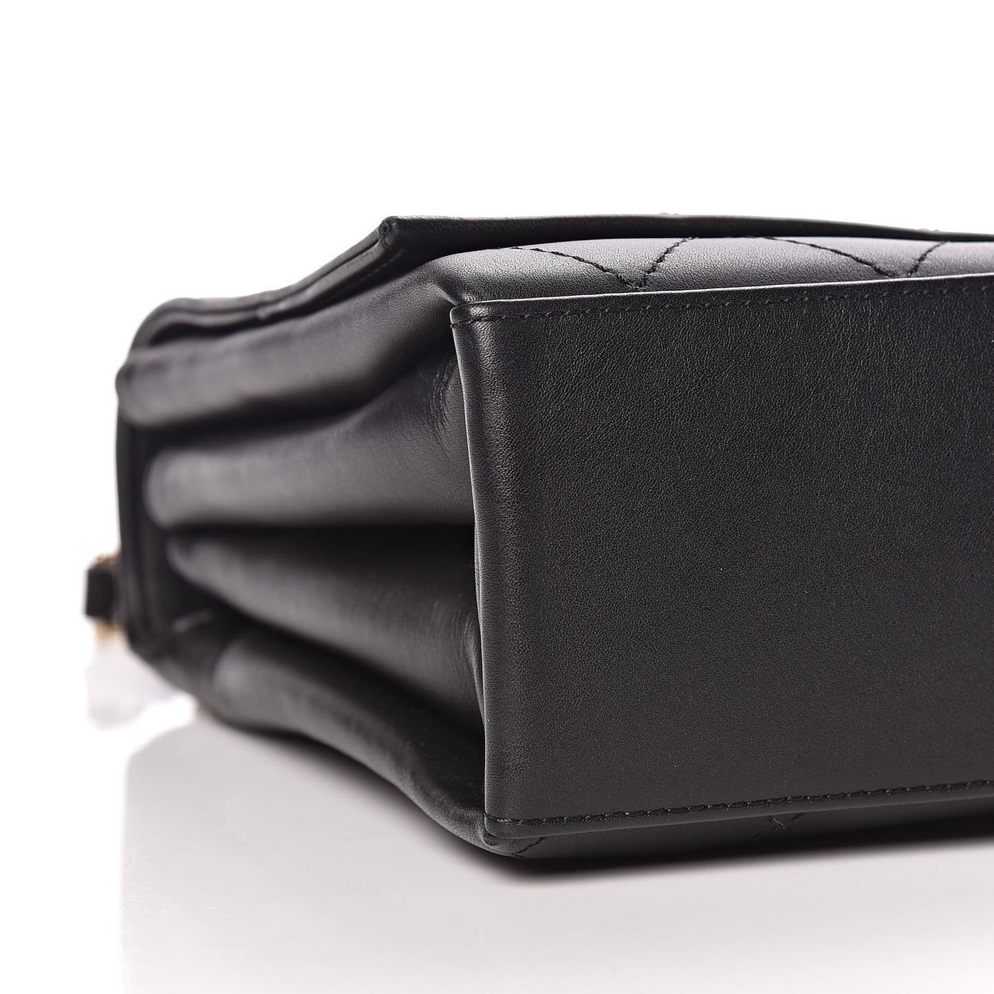 Calfskin Stitched Large Flap Black
