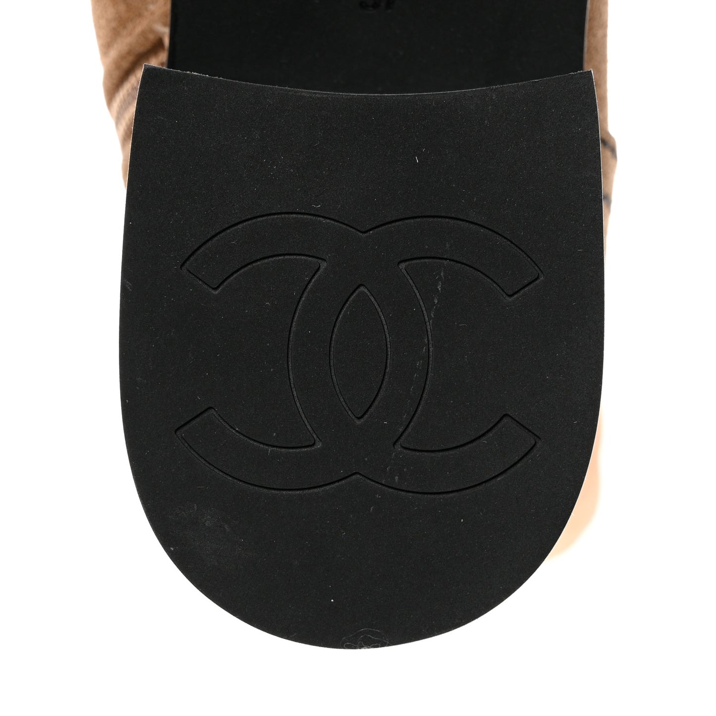 Suede Quilted CC High Boots 37 Dark Beige Black