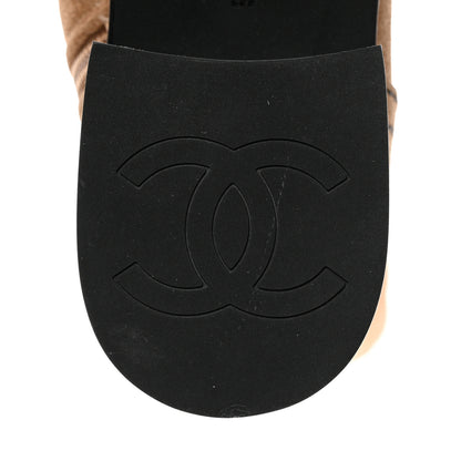 Chanel Suede Quilted CC High Boots 37 Dark Beige Black 9 of 9