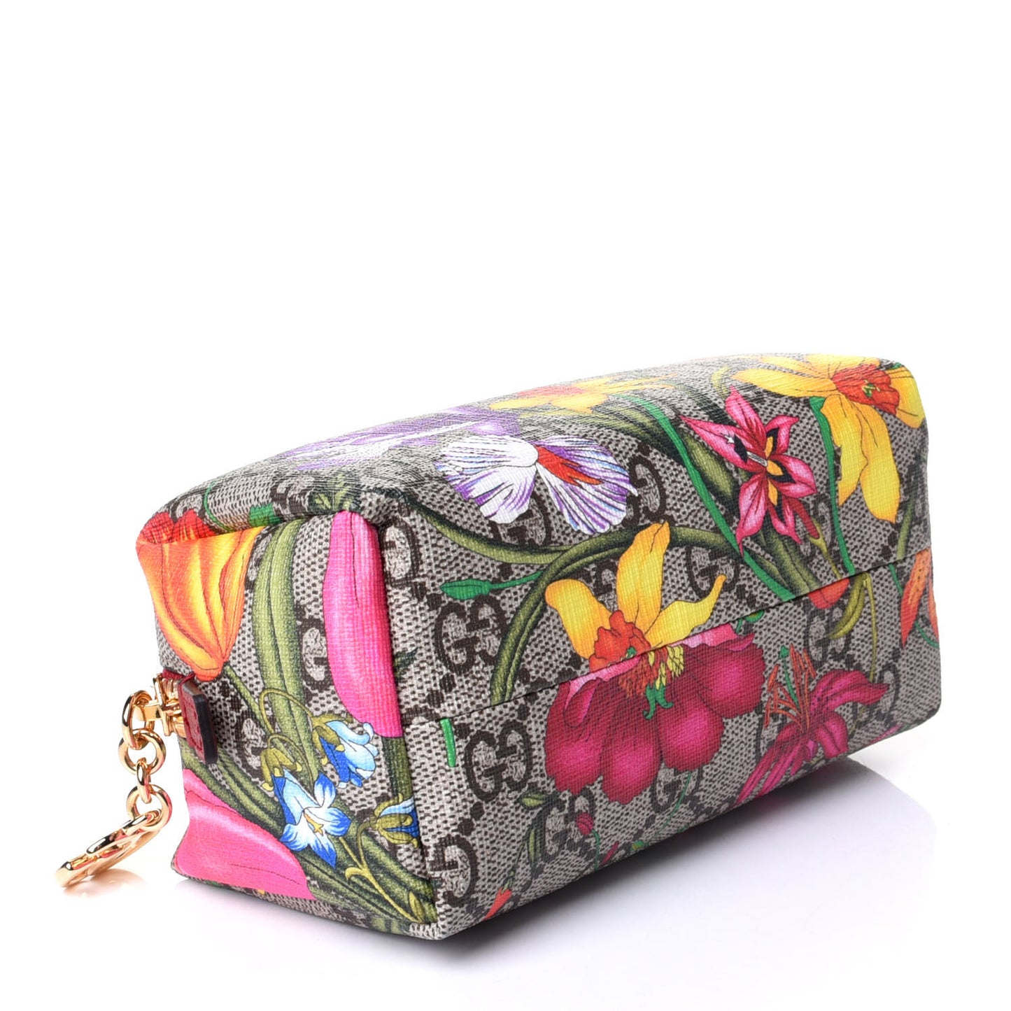 Soft GG Supreme Monogram Flora Calfskin Small Ophidia Cosmetic Case Beige Ebony Multicolor Rosso