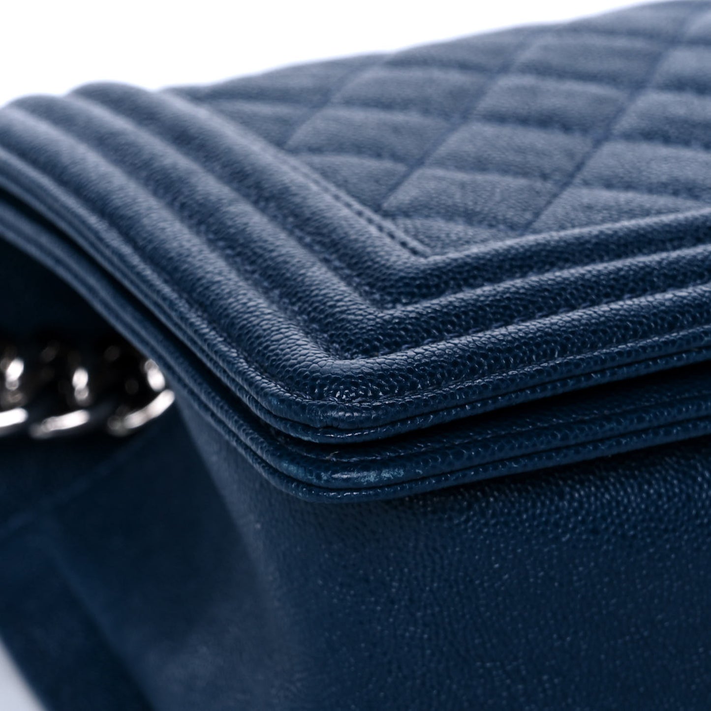 Caviar Quilted Medium Boy Flap Dark Blue