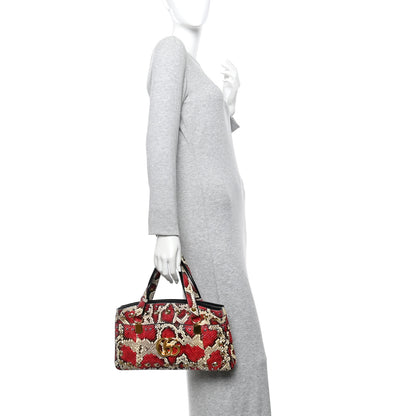 Gucci Snakeskin Large Arli Top Handle Bag Pink Beige 2 of 10