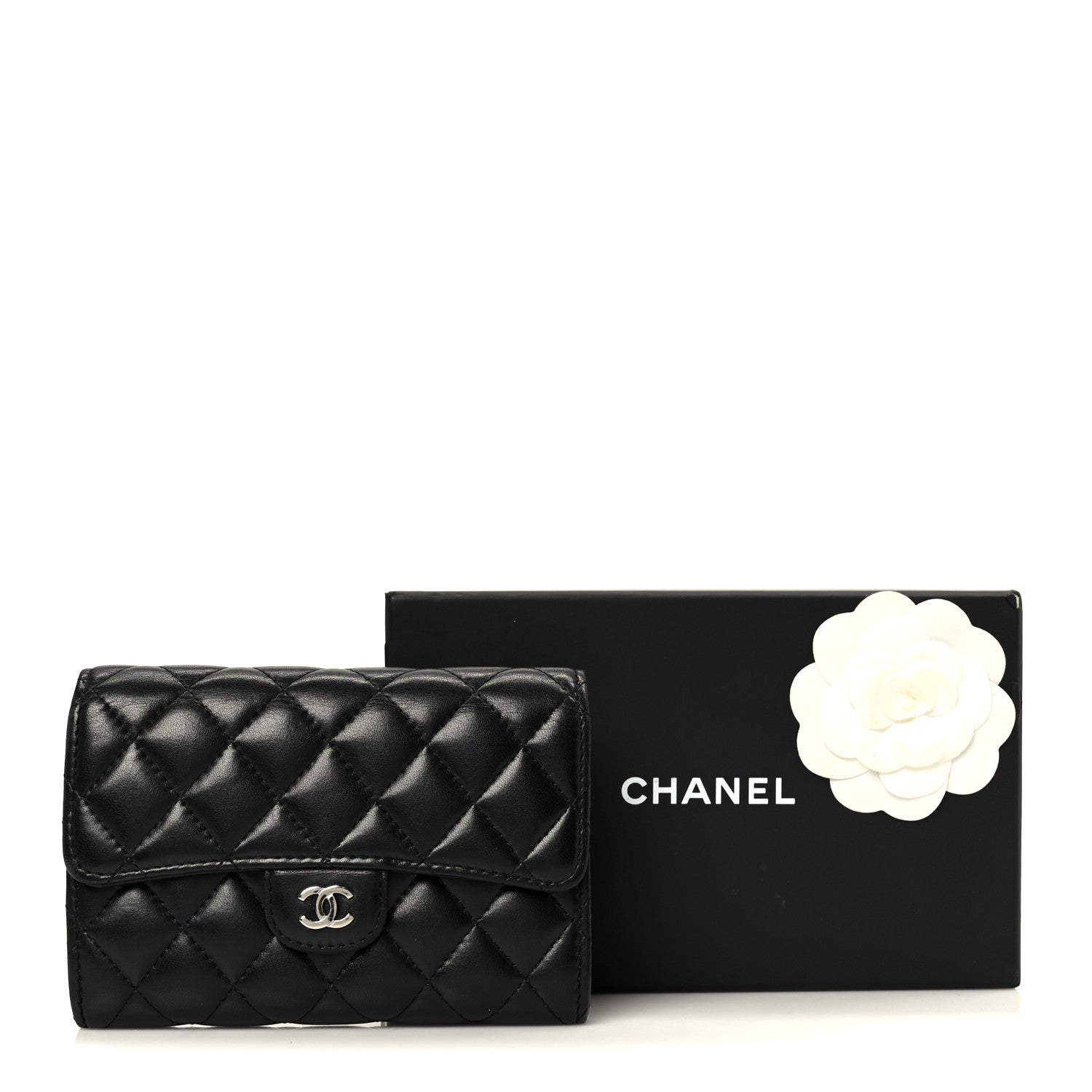 Chanel Lambskin Quilted Large Flap Wallet Black 10 of 10
