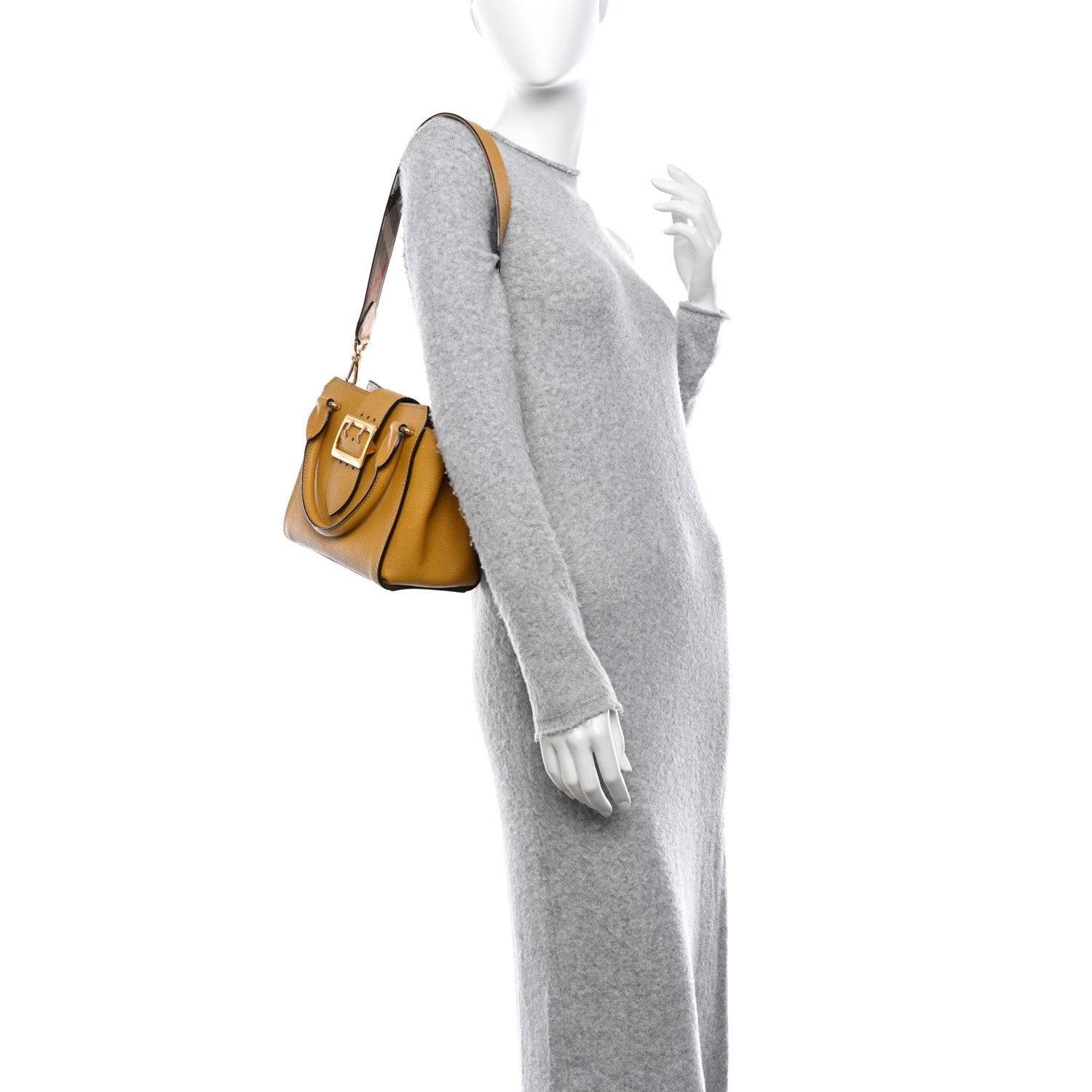 Burberry Soft Grain Calfskin Small Buckle Tote Bright Straw 2 of 13