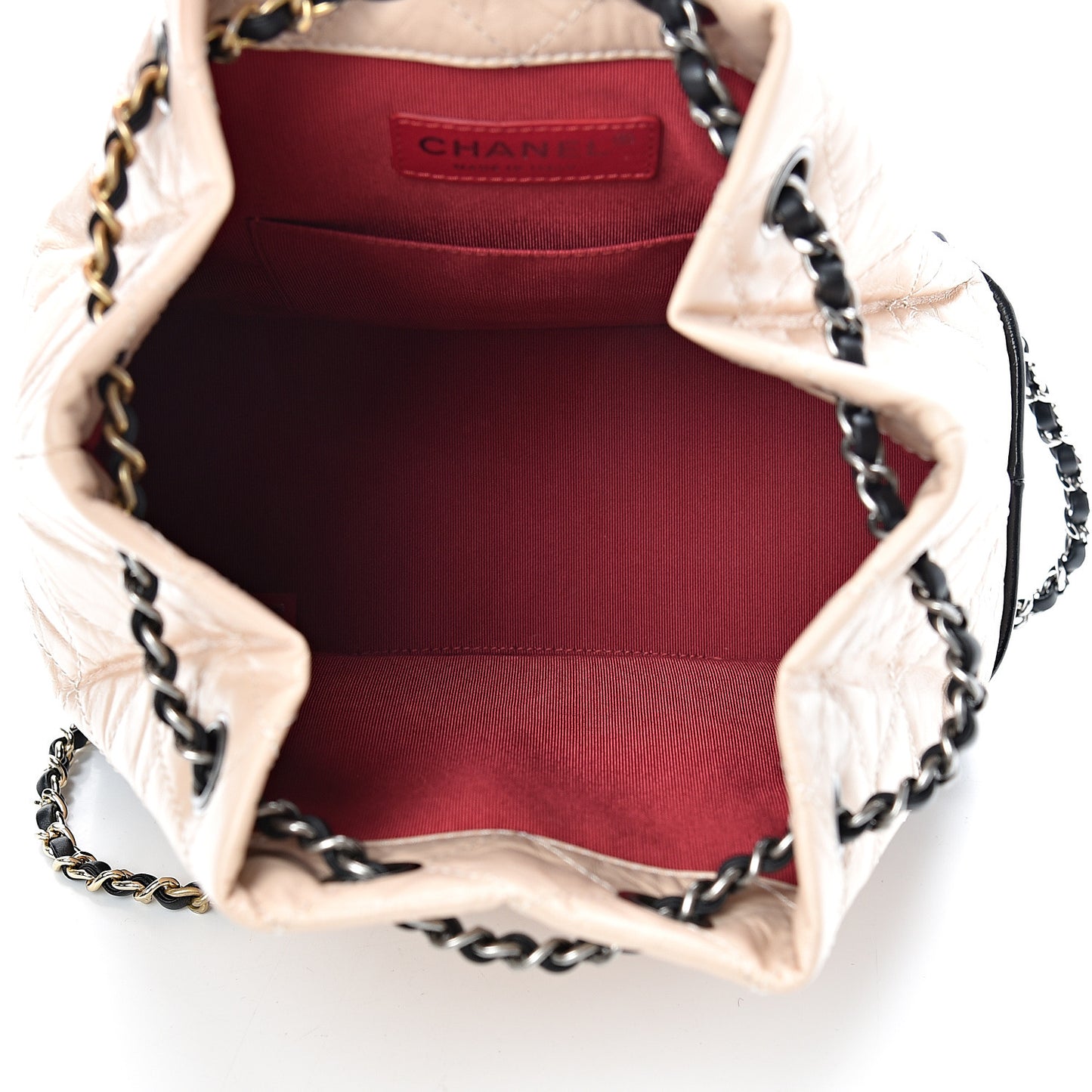 Aged Calfskin Quilted Small Gabrielle Backpack Beige Black