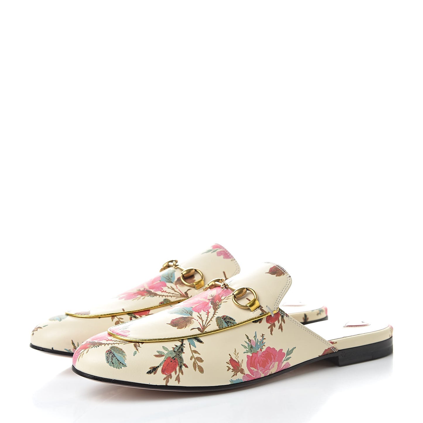 Calfskin Stamp Allover Rose Princetown Slippers 40.5 Ivory Multicolor