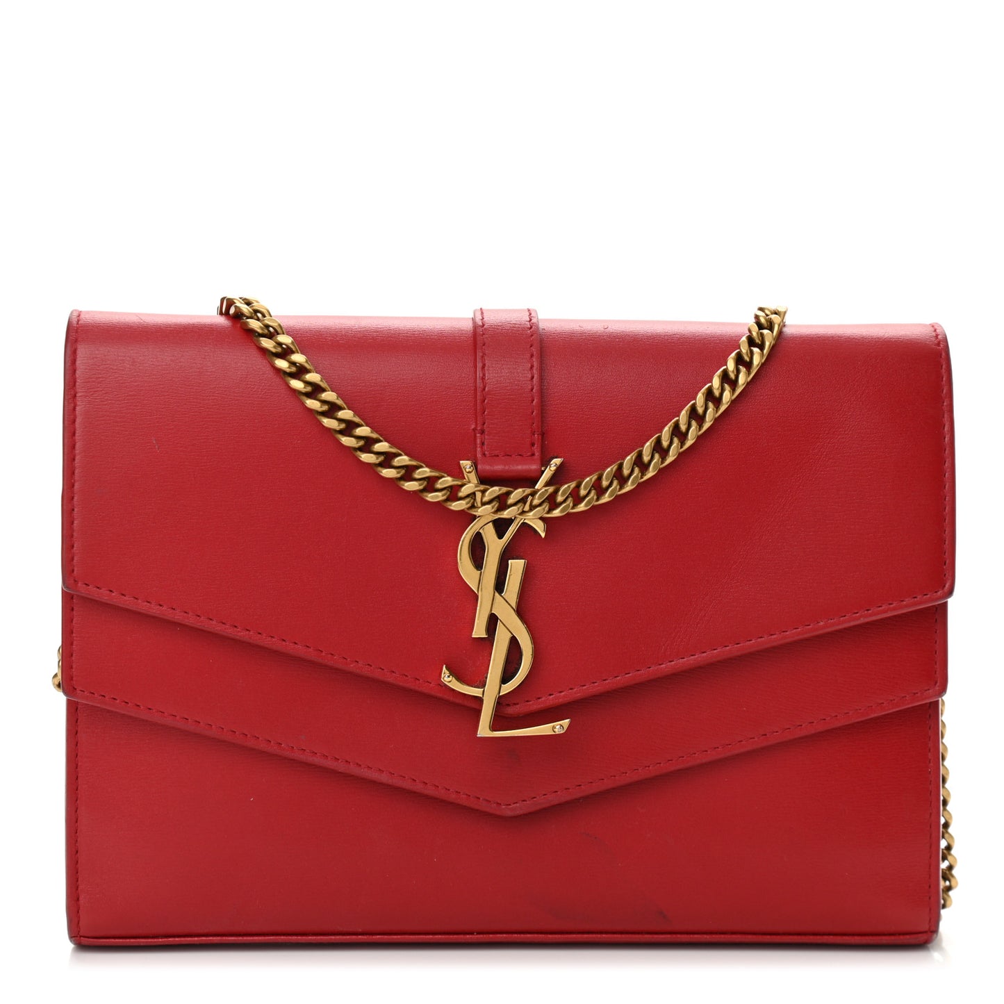 Smooth Calfskin Monogram Sulpice Chain Wallet Red