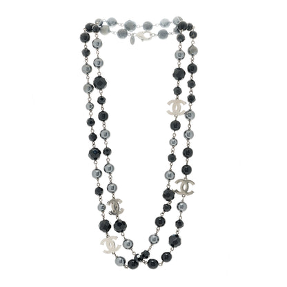 Chanel Ruthenium Pearl Beaded CC Long Necklace Black 3 of 8