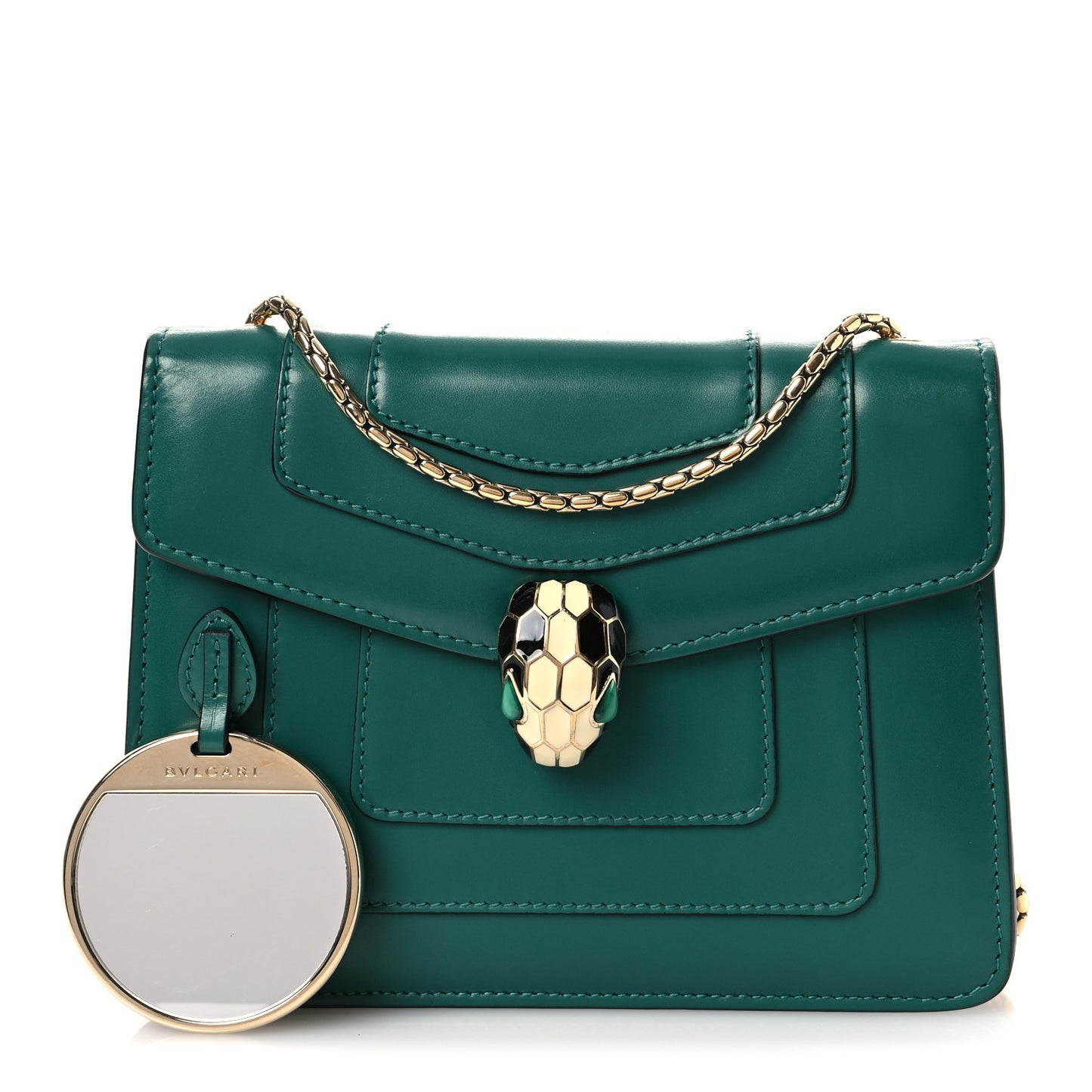 Calfskin Small Serpenti Forever Snake Strap Crossbody Bag Emerald Green