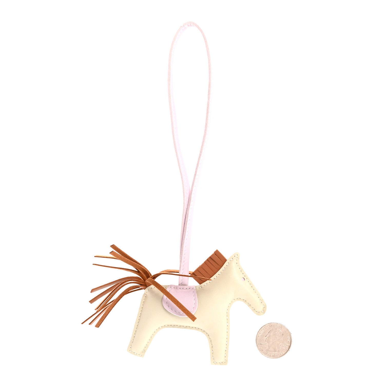 Hermes Milo Lambskin Grigri Rodeo Horse Bag Charm PM Craie Mauve Pale Gold 2 of 4